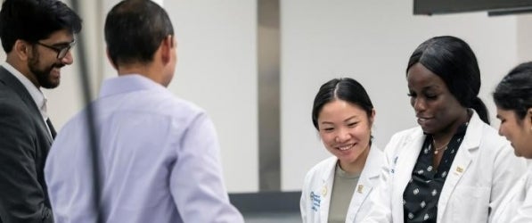 Researchers in labcoats