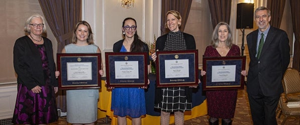 2022 Bellet Teaching Awardees Jennifer Laaser, Dana Och and Ellen Smith and 2020 awardee Erica McGreevy